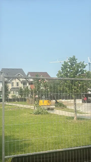 An excavator on site. A tree is already down.